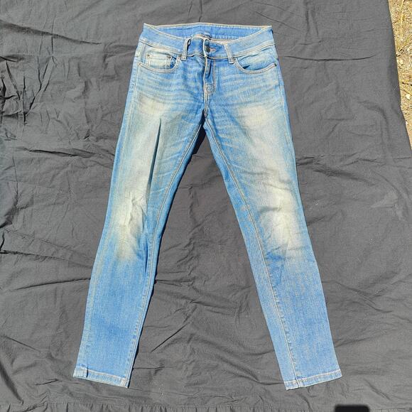 6397 Mini Skinny Jeans Womens 25‎ Dirty Faded Light Wash Made in USA Stretch - Picture 1 of 10